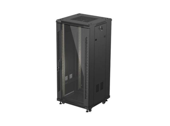 РЭКОВЫЙ ШКАФ 19" СВОБОДНОСТОЯЩИЙ 27U/600X600 (ПЛОСКАЯ УПАКОВКА) СО СТЕКЛЯННОЙ ДВЕРЬЮ ЧЕРНЫЙ LANBERG
