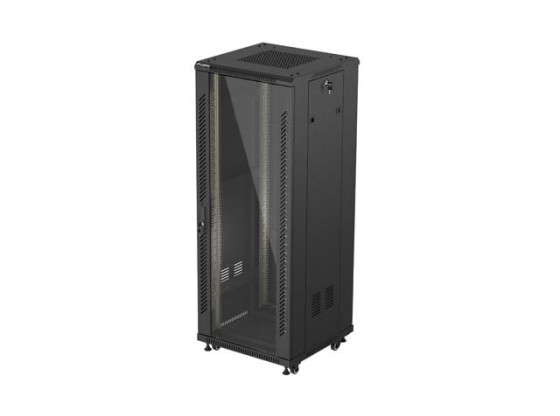 РЭКОВЫЙ ШКАФ 19" СВОБОДНОСТОЯЩИЙ 32U/600X600 (ПЛОСКАЯ УПАКОВКА) СО СТЕКЛЯННОЙ ДВЕРЬЮ ЧЕРНЫЙ LANBERG