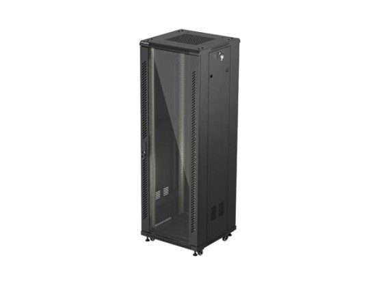 ШКАФ ДЛЯ СТОЙКИ 19" ОТДЕЛЬНО СТОЯЩИЙ 37U/600X600 (ПЛОСКАЯ УПАКОВКА) СО СТЕКЛЯННОЙ ДВЕРЬЮ ЧЕРНЫЙ LANBERG