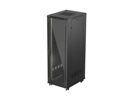 ШКАФ ДЛЯ СТОЙКИ 19" ОТДЕЛЬНО СТОЯЩИЙ 37U/600X800 (ПЛОСКАЯ УПАКОВКА) СО СТЕКЛЯННОЙ ДВЕРЬЮ ЧЕРНЫЙ LANBERG