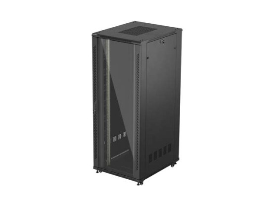ШКАФ ДЛЯ СТОЙКИ 19" СВОБОДНОСТОЯЩИЙ 42U/800X1000 (ПЛОСКАЯ УПАКОВКА) СО СТЕКЛЯННОЙ ДВЕРЬЮ ЧЕРНЫЙ LANBERG