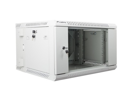 ШКАФ ДЛЯ СТОЙКИ 19" ДВУХСЕКЦИОННЫЙ НАСТЕННЫЙ 6U/600X600 (ПЛОСКАЯ УПАКОВКА) СЕРЫЙ LANBERG