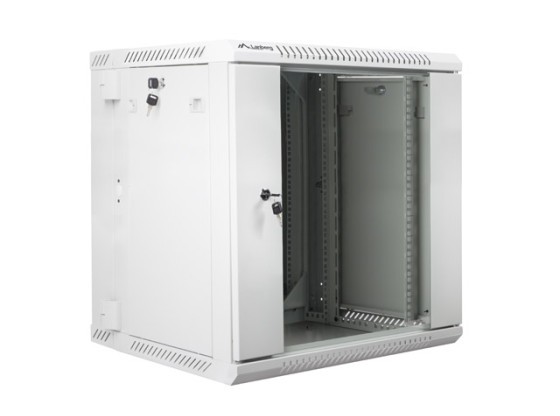 ШКАФ ДЛЯ СТОЙКИ 19" ДВУХСЕКЦИОННЫЙ НАСТЕННЫЙ 12U/600X600 (ПЛОСКАЯ УПАКОВКА) СЕРЫЙ LANBERG