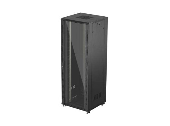ШКАФ МОНТАЖНЫЙ 19" 47U 800X800 ЧЕРНЫЙ СТЕКЛЯННАЯ ДВЕРЬ LANBERG (ПЛОСКАЯ УПАКОВКА)