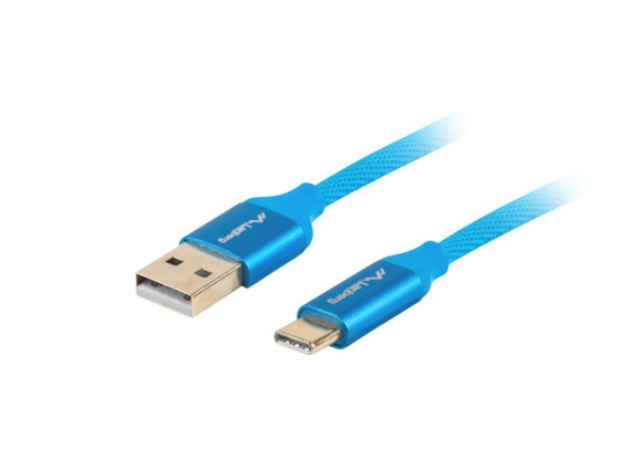 КАБЕЛЬ USB-C(M)-&gt;USB-A(M) 2.0 1M BLUE PREMIUM QC 3.0 LANBERG