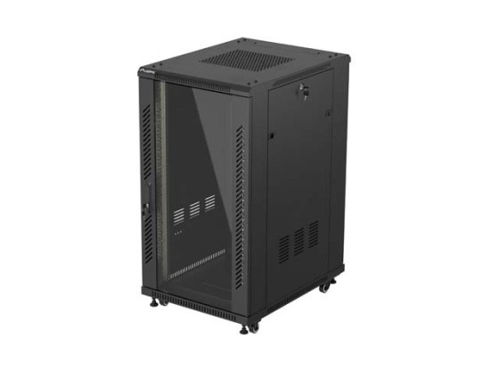 МОНТАЖНЫЙ ШКАФ-СТОЙКА 19" 22U 600X800 ЧЕРНЫЙ СТЕКЛЯННАЯ ДВЕРЬ LANBERG (ПЛОСКАЯ УПАКОВКА)