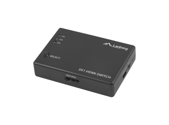 Видеокоммутатор LANBERG 3X HDMI, чёрный + порт USB-C + пульт ДУ V2
