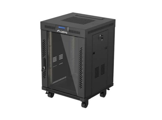 РЭКОВЫЙ ШКАФ 19" ОТДЕЛЬНО СТОЯЩИЙ 15U/600X600 (ПЛОСКАЯ УПАКОВКА) СО СТЕКЛЯННОЙ ДВЕРЦЕЙ LCD ЧЕРНЫЙ LANBERG V2