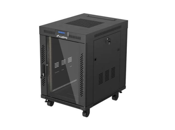 РЭКОВЫЙ ШКАФ 19" СВОБОДНОСТОЯЩИЙ 15U/600X800 (ПЛОСКАЯ УПАКОВКА) СО СТЕКЛЯННОЙ ДВЕРЦЕЙ LCD ЧЕРНЫЙ LANBERG V2