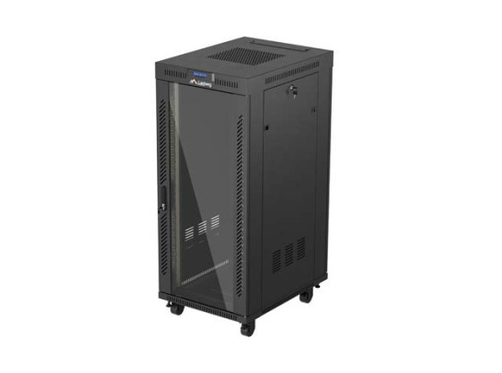 РЭКОВЫЙ ШКАФ 19" СВОБОДНОСТОЯЩИЙ 27U/600X800 (ПЛОСКАЯ УПАКОВКА) СО СТЕКЛЯННОЙ ДВЕРЦЕЙ LCD ЧЕРНЫЙ LANBERG V2