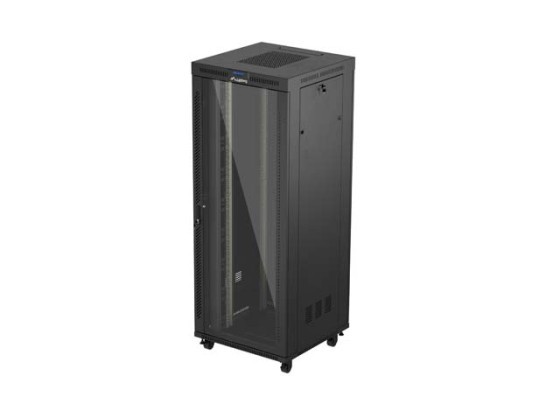 РЭКОВЫЙ ШКАФ 19" СВОБОДНОСТОЯЩИЙ 42U/800X800 (ПЛОСКАЯ УПАКОВКА) СО СТЕКЛЯННОЙ ДВЕРЬЮ LCD ЧЕРНЫЙ LANBERG V2