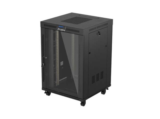 РЭКОВЫЙ ШКАФ 19" СВОБОДНОСТОЯЩИЙ 22U/800X800 (ПЛОСКАЯ УПАКОВКА) СО СТЕКЛЯННОЙ ДВЕРЬЮ LCD ЧЕРНЫЙ LANBERG V2