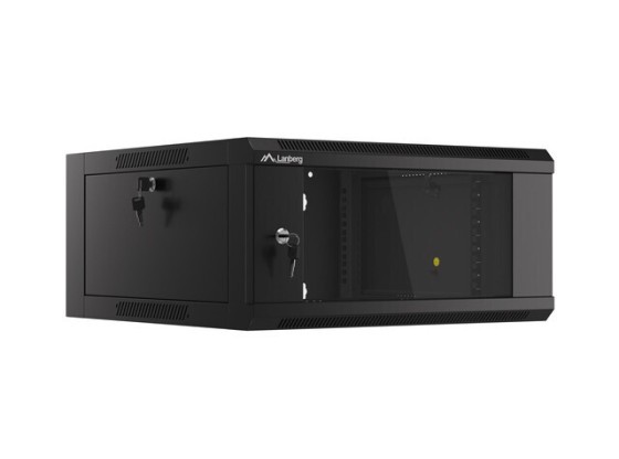 ШКАФ ДЛЯ СТОЙКИ 19" НАСТЕННЫЙ 4U/600 СО СТЕКЛЯННОЙ ДВЕРЬЮ ЧЕРНЫЙ ЛАНБЕРГ (В СБОРЕ)