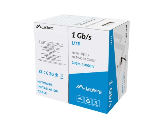LAN КАБЕЛЬ 1GB/S 305M SOLID CCA BLACK LANBERG