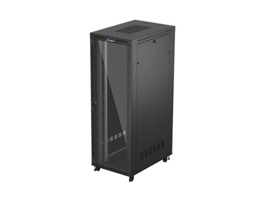 МОНТАЖНЫЙ ШКАФ В СТОЙКУ 19" 47U 800X1200 ЧЕРНЫЙ СТЕКЛЯННАЯ ДВЕРЬ LCD LANBERG (FLAT PACK) V2