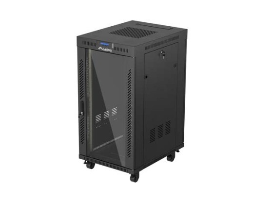 МОНТАЖНАЯ СТОЙКА 19" 22U 600X800 ЧЕРНАЯ СТЕКЛЯННАЯ ДВЕРЬ LANBERG (ПЛОСКАЯ УПАКОВКА) V2