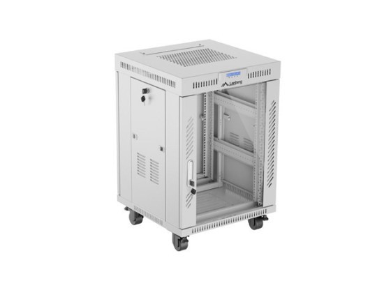 МОНТАЖНАЯ СТОЙКА 19" 15U 600X600 СЕРАЯ СТЕКЛЯННАЯ ДВЕРЬ LCD LANBERG (FLAT PACK) V2