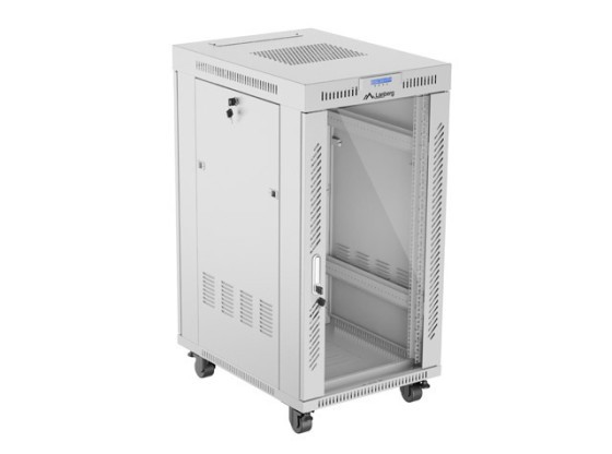 МОНТАЖНАЯ СТОЙКА 19" 22U 600X800 СЕРАЯ СТЕКЛЯННАЯ ДВЕРЬ LCD LANBERG (FLAT PACK) V2
