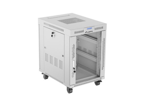 МОНТАЖНАЯ СТОЙКА 19" 15U 600X800 СЕРАЯ СТЕКЛЯННАЯ ДВЕРЬ LCD LANBERG (FLAT PACK) V2