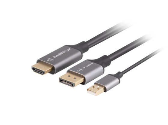 КАБЕЛЬ HDMI(M)->DISPLAYPORT(M) 1М 4K ЧЕРНЫЙ LANBERG