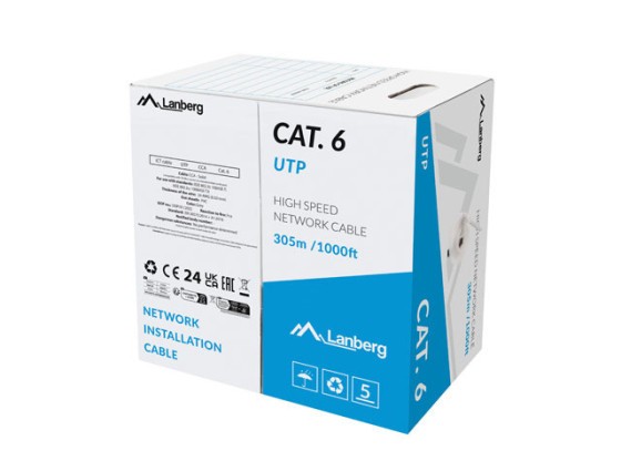 LAN UTP CAT.6 305M WIRE CCA GRAY FLUKE PASSED LANBERG