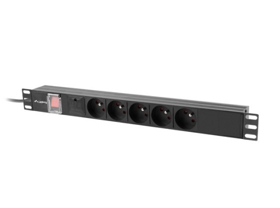 УДЛИНИТЕЛЬ ПИТАНИЯ PDU 19" LANBERG 1U 10A 5X 230V PL 2M BLACK C14