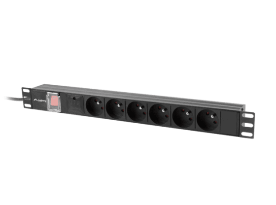 УДЛИНИТЕЛЬ ПИТАНИЯ PDU 19" LANBERG 1U 10A 6X 230V PL 2M BLACK C14