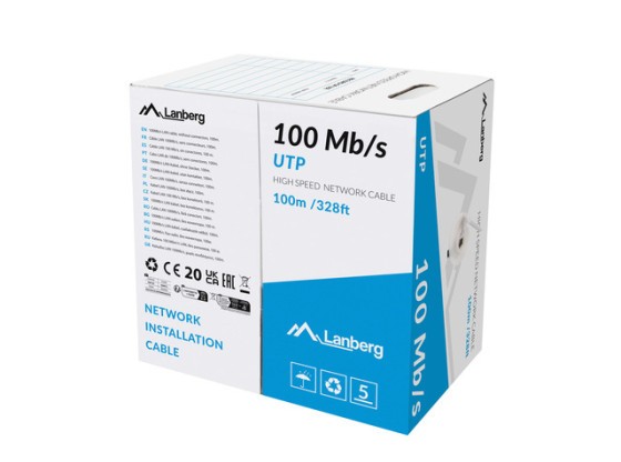 LAN UTP КАБЕЛЬ 100 МБ/С 100 М ПРОВОД CCA СЕРЫЙ LANBERG