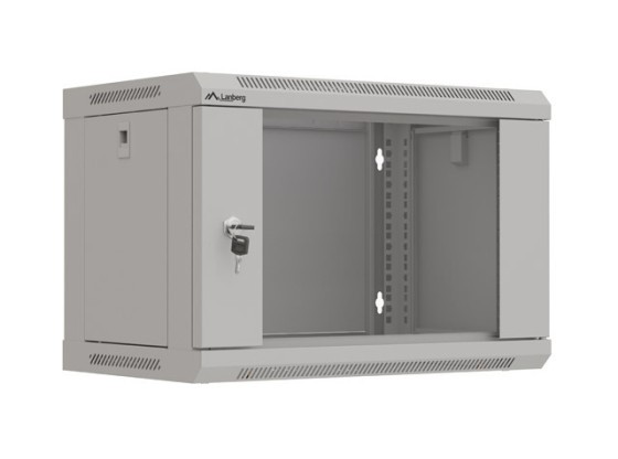 МОНТАЖНАЯ СТОЙКА 19" 6U 540X350 СЕРАЯ СТЕКЛЯННАЯ ДВЕРЬ LANBERG (ПЛОСКАЯ УПАКОВКА)