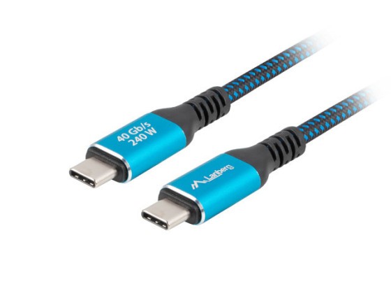 КАБЕЛЬ USB-C M/M USB4 0.5M 240W 8K 60HZ BLACK-BLUE LANBERG