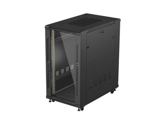 МОНТАЖНАЯ СТОЙКА 19" 22U 600X1000 ЧЕРНАЯ СТЕКЛЯННАЯ ДВЕРЬ LANBERG (ПЛОСКАЯ УПАКОВКА)
