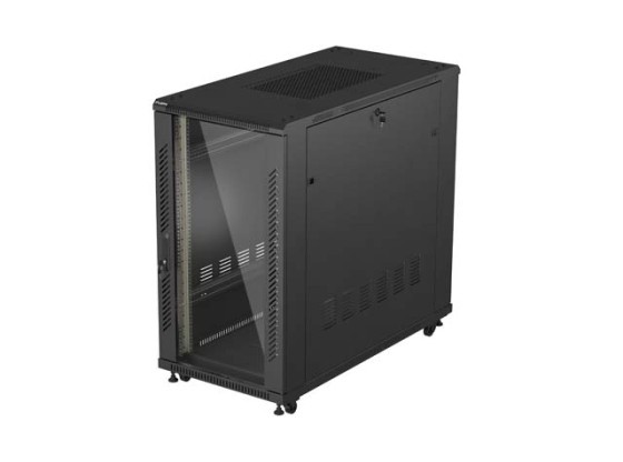 МОНТАЖНЫЙ ШКАФ-СТОЙКА 19" 22U 600X1200 ЧЕРНЫЙ СТЕКЛЯННАЯ ДВЕРЬ LANBERG (ПЛОСКАЯ УПАКОВКА)