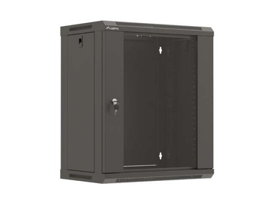 МОНТАЖНАЯ СТОЙКА 19" 12U 540X350 ЧЕРНАЯ СТЕКЛЯННАЯ ДВЕРЬ LANBERG (ПЛОСКАЯ УПАКОВКА)