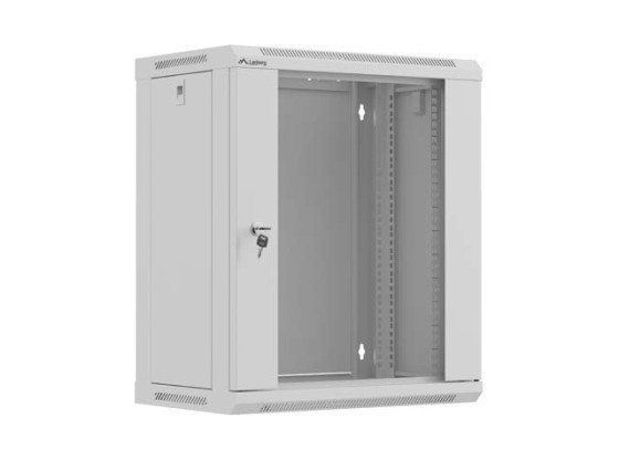 МОНТАЖНАЯ СТОЙКА 19" 12U 540X350 СЕРАЯ СТЕКЛЯННАЯ ДВЕРЬ LANBERG (ПЛОСКАЯ УПАКОВКА)