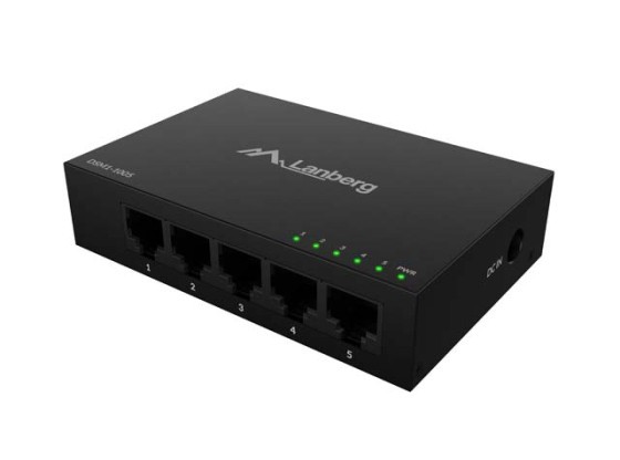 КОММУТАТОР LANBERG DSM1-1005 5X 1GB/S UNMANAGED GIGABIT ETHERNET DESKTOP 12V(METAL ENCLOSURE)