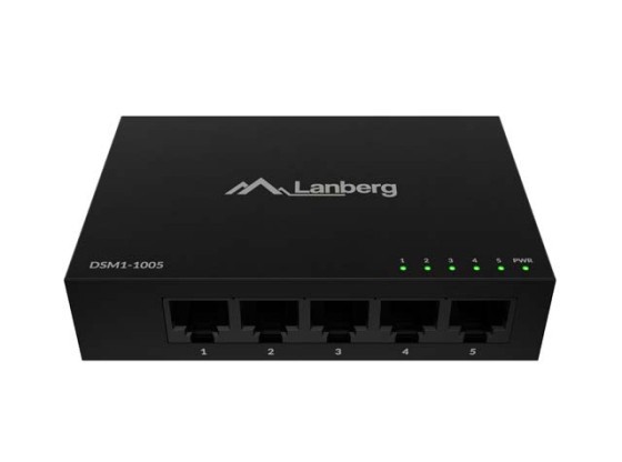 КОММУТАТОР LANBERG DSM1-1005 5X 1GB/S UNMANAGED GIGABIT ETHERNET DESKTOP 12V(METAL ENCLOSURE)