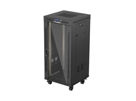 МОНТАЖНАЯ СТОЙКА 19" 24U 600X600 ЧЕРНАЯ СТЕКЛЯННАЯ ДВЕРЬ LCD LANBERG (FLAT PACK) V2