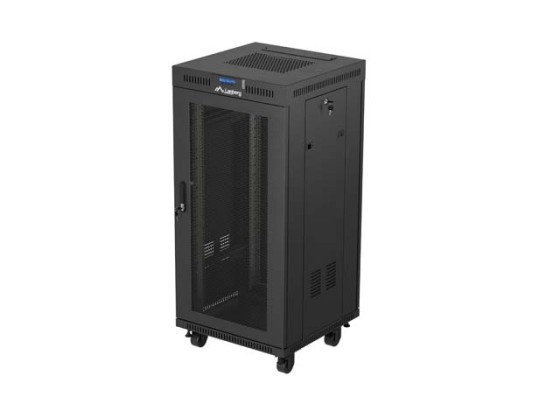МОНТАЖНЫЙ ШКАФ В СТОЙКУ 19" 24U 600X600 ЧЕРНЫЙ LCD ПЕРФОРИРОВАННАЯ ДВЕРЬ LANBERG (FLAT PACK) V2