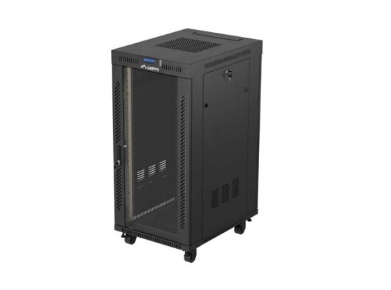 МОНТАЖНАЯ СТОЙКА 19" 24U 600X800 ЧЕРНАЯ СТЕКЛЯННАЯ ДВЕРЬ LCD LANBERG (FLAT PACK) V2