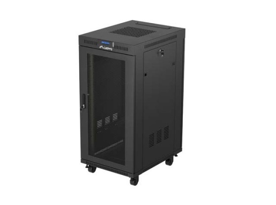 МОНТАЖНЫЙ ШКАФ В СТОЙКУ 19" 24U 600X800 ЧЕРНЫЙ LCD ПЕРФОРИРОВАННАЯ ДВЕРЬ LANBERG (FLAT PACK) V2