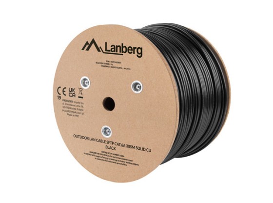 LAN КАБЕЛЬ CAT.6A SFTP 305M SOLID OUTDOOR CU BLACK FLUKE PASSED LANBERG