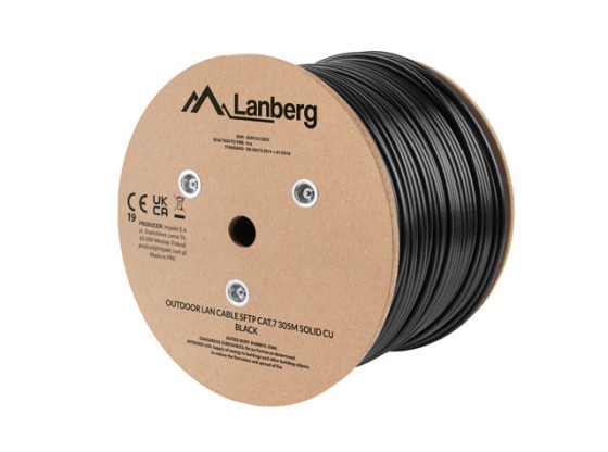 LAN КАБЕЛЬ CAT.7 SFTP 305M SOLID OUTDOOR CU BLACK FLUKE PASSED LANBERG