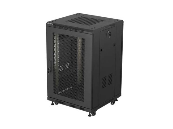 19-дюймовый отдельно стоящий серверный шкаф 18U/600×600 (в разобранном виде) с сетчатой дверцей, чёрный, LANBERG