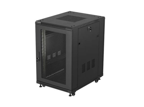 19-дюймовый отдельно стоящий серверный шкаф 18U/600×800 (в разобранном виде) с сетчатой дверцей, чёрный, LANBERG