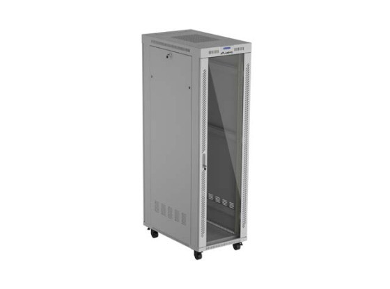19-дюймовый отдельно стоящий серверный шкаф 42U/600×1000 (в разобранном виде) со стеклянной дверью, LCD, серый, LANBERG