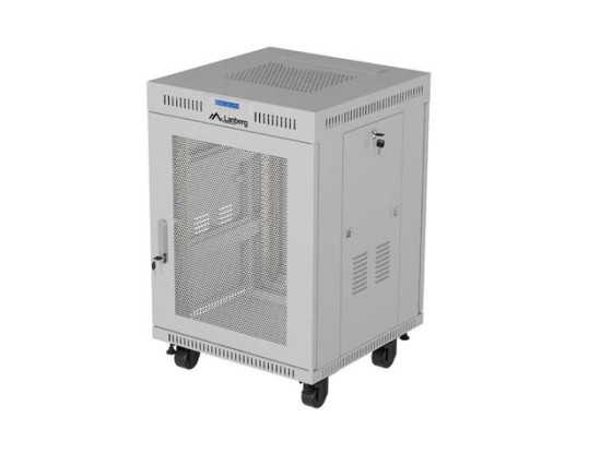 19-дюймовый отдельно стоящий серверный шкаф 15U/600×800 (в разобранном виде) с сетчатой дверцей, LCD, серый, LANBERG