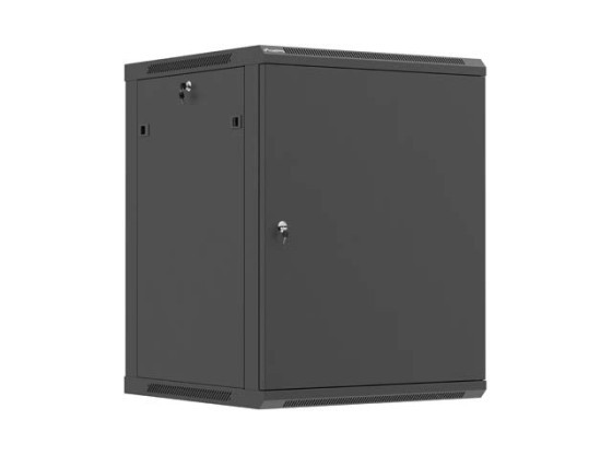 19-дюймовый настенный серверный шкаф 15U/600×600 (в разобранном виде) с металлической дверью, чёрный, LANBERG