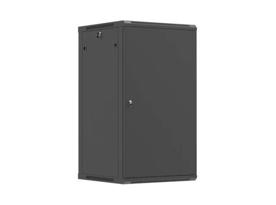 19-дюймовый настенный серверный шкаф 22U/600×600 (в разобранном виде) с металлической дверью, чёрный, LANBERG