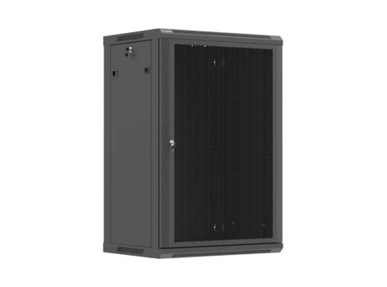 19-дюймовый настенный серверный шкаф 18U/600×450 (в разобранном виде) с перфорированной дверью, чёрный, LANBERG