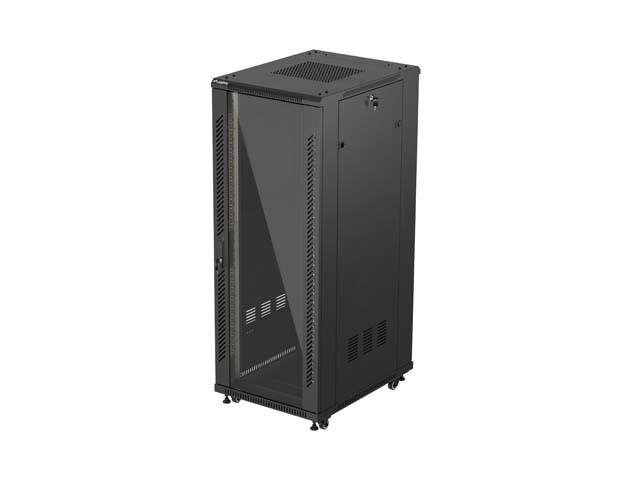 РЭКОВЫЙ ШКАФ 19" СВОБОДНОСТОЯЩИЙ 32U/600X800 (ПЛОСКАЯ УПАКОВКА) СО СТЕКЛЯННОЙ ДВЕРЬЮ ЧЕРНЫЙ LANBERG